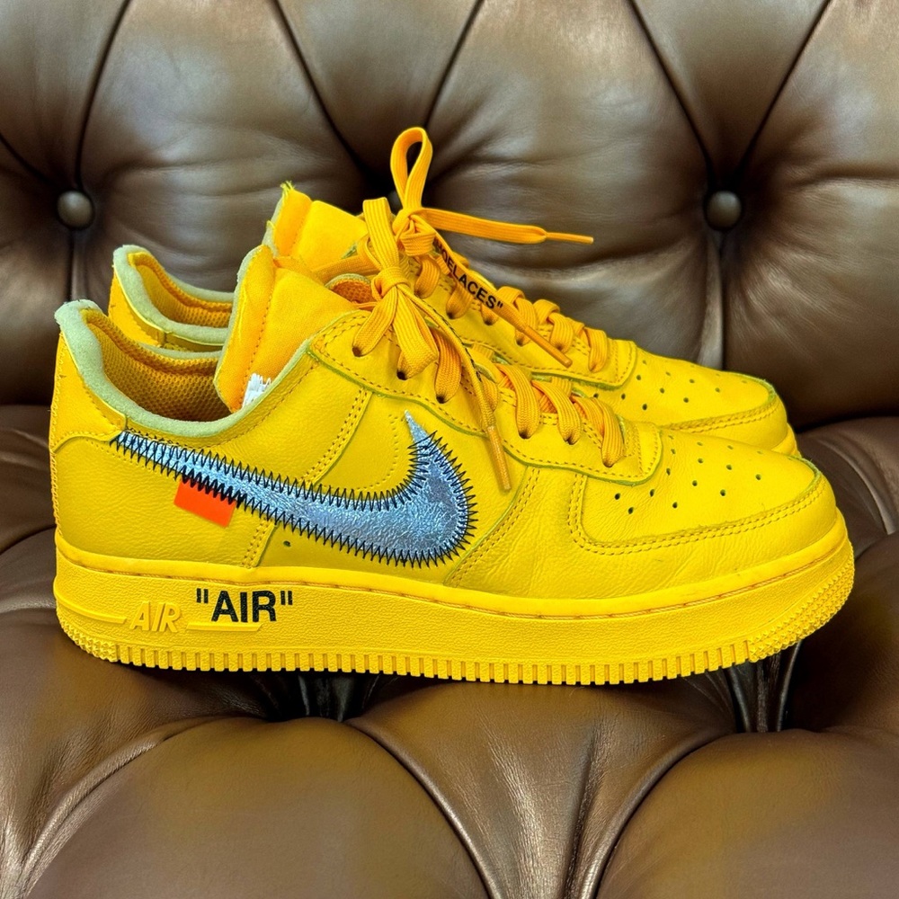 Size 5 - Nike Air Force 1 Low OFF-WHITE Yellow University Gold Metallic Silver